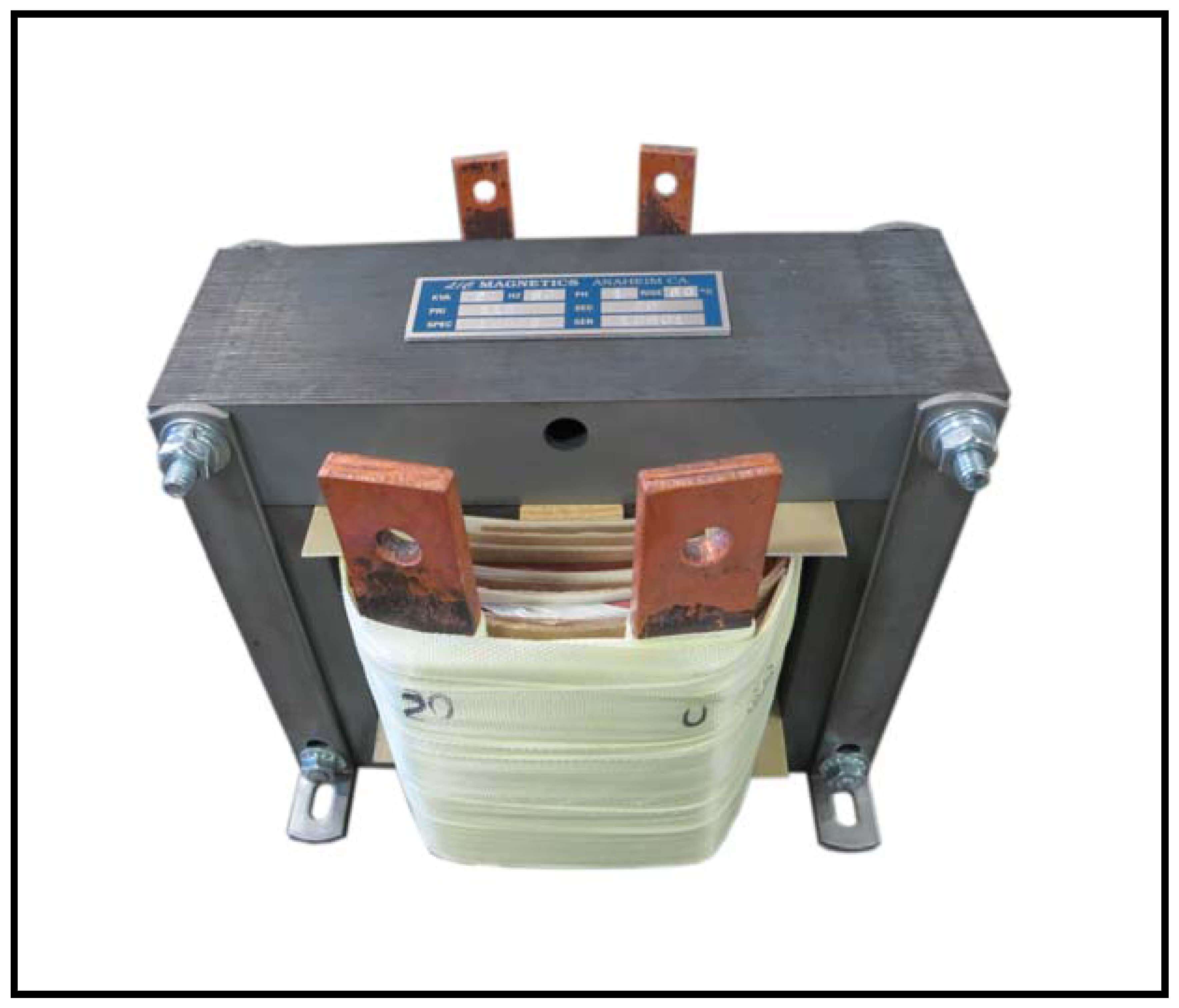 SINGLE PHASE HIGH CURRENT TRANSFORMER, 2 KVA, OUTPUT 20 VAC, 100 AMPS