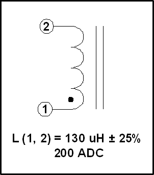 200 Amp Gapped Inductor, 130 Uh, P/N 18573L1 Schematic Diagram