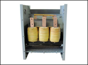 THREE PHASE BUCK TRANSFORMER, 148 KVA, INPUT 247 VAC, OUTPUT 208 VAC, P/N 18849N