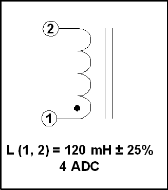 GAPPED INDUCTOR, 120 mH, 4 ADC, P/N 19012L Schematic Diagram