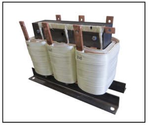 THREE PHASE BUCK TRANSFORMER, 75 KVA, INPUT 240 VAC, OUTPUT 220 VAC, P/N 19002N