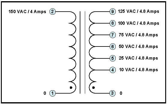 SINGLE PHASE MULTI TAP TRANSFORMER, 0.6 KVA, 1000 HZ, P/N 19118 - L/C ...