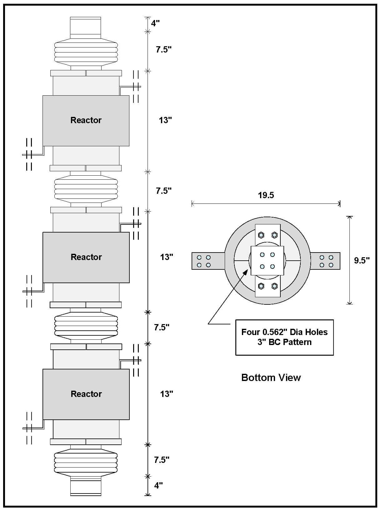 Aie Core Inductor, 147 uH, 250 AMPS, P/N 8159L1 Schematic Diagram