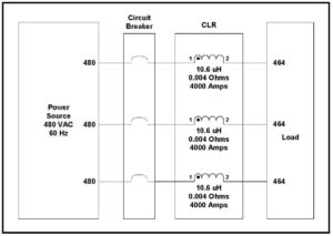 AIR CORE REACTOR, 4000 AMPS CONTINUOUS, FAULT CURRENT 65000 AMPS AVAILABLE CURRENT 200000 AMPS, P/N 6766L Schematic Diagram