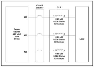 AIR CORE REACTOR, 68.9 uH, 526 AMPS CONTINUOUS, P/N 6918L Schematic Diagram