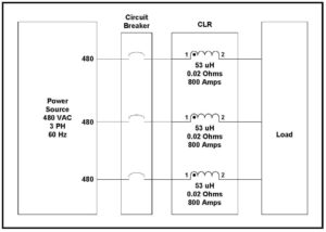 AIR CORE REACTOR, 53 uH, 800 AMPS CONTINUOUS, P/N 6927L Schematic Diagram