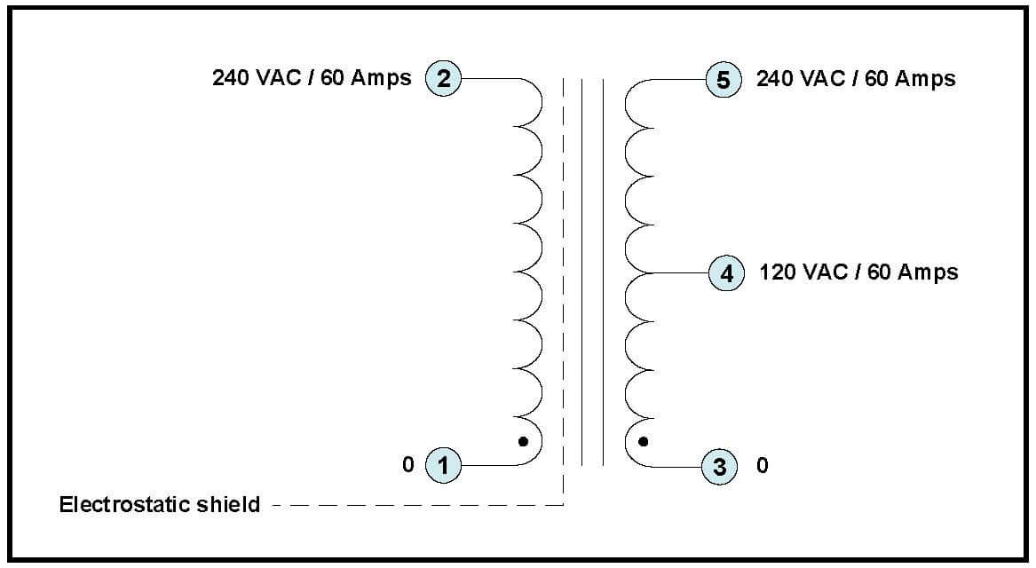 SHIELDED TRANSFORMER, 14.4 KVA, P/N 19194N Schematic Diagram