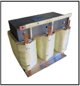 THREE PHASE BUCK TRANSFORMER, 20 KVA, INPUT 480 VAC, OUTPUT 208 VAC, P/N 19241