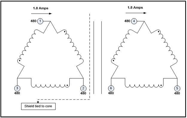 SHIELDED TRANSFORMER, 1.5 KVA, P/N 19244 Schematic Diagram