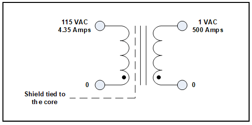 SHIELDED TRANSFORMER, 0.5 KVA, P/N 19234S Schematic Diagram