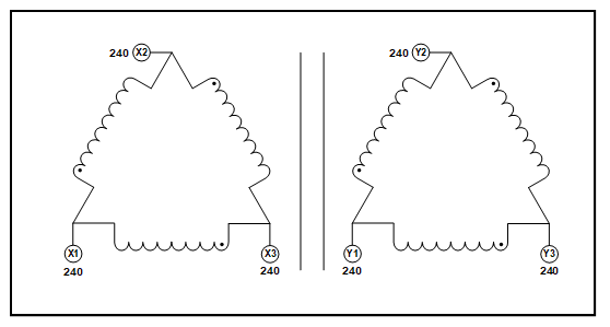 THREE PHASE ISOLATION TRANSFORMER FOR SOLAR PANELS, 20 KVA, P/N 19297N Schematic Diagram