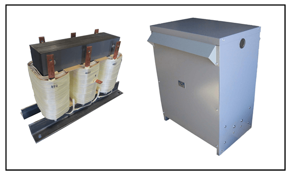 THREE PHASE BUCK TRANSFORMER FOR SOLAR PANELS, 21 KVA, INPUT 480 VAC, OUTPUT 400 VAC, P/N 19300N3