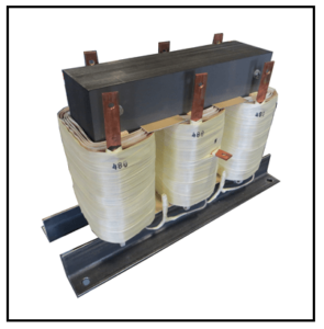 THREE PHASE BUCK TRANSFORMER, 21 KVA, INPUT 480 VAC, OUTPUT 400 VAC, WITH NEMA 3R ENCLOSURE, P/N 19300N3