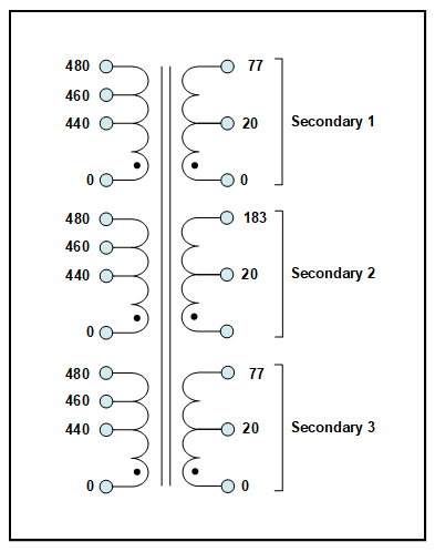 THERMCO TRANSFORMER, 41.5 KVA, P/N 17471 Schematic Diagram