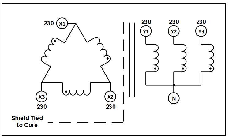 SHIELDED TRANSFORMER, 5 KVA, P/N 19315 Schematic Diagram