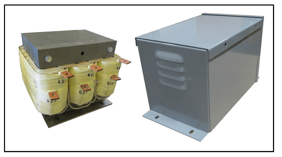 THREE PHASE BUCK BOOST TRANSFORMER, 12 KVA, INPUT 480 VAC, OUTPUT 575 VAC,  P/N 19312N - L/C Magnetics