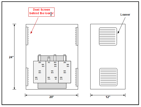 NEMA 12 TRANSFORMER, 18 KVA, FOR DUSTY ENVIRONMENT, P/N 8017L Schematic Diagram