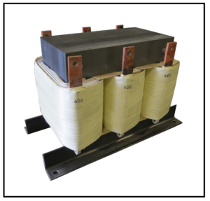 THREE PHASE BUCK TRANSFORMER, 104 KVA, INPUT 480 VAC, OUTPUT 600 VAC, P/N 19380N