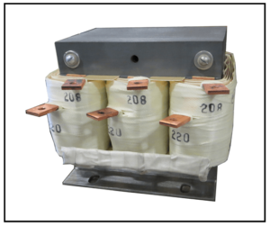 THREE PHASE BUCK TRANSFORMER, 4 KVA, INPUT 208 VAC, OUTPUT 220 VAC, P/N 19381N