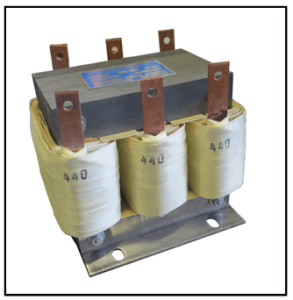 THREE PHASE BOOST TRANSFORMER, 4 KVA, INPUT 480 VAC, OUTPUT 440 VAC, P/N 19410