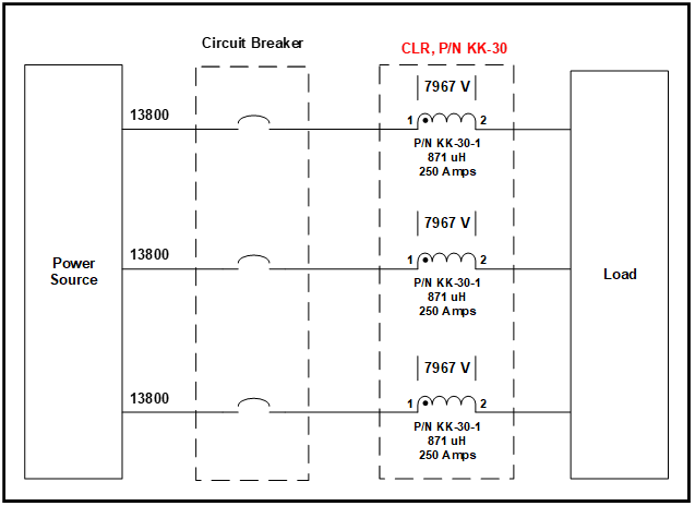 Current Limiting Reactor, 250 Continuous Amps, 13800 VAC L-L, 42000 ...